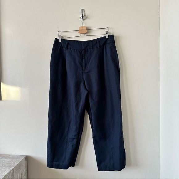 Zara-50/50 Linen and Cotton Blend Wide Leg Ankle Pants - Picture 4 of 8